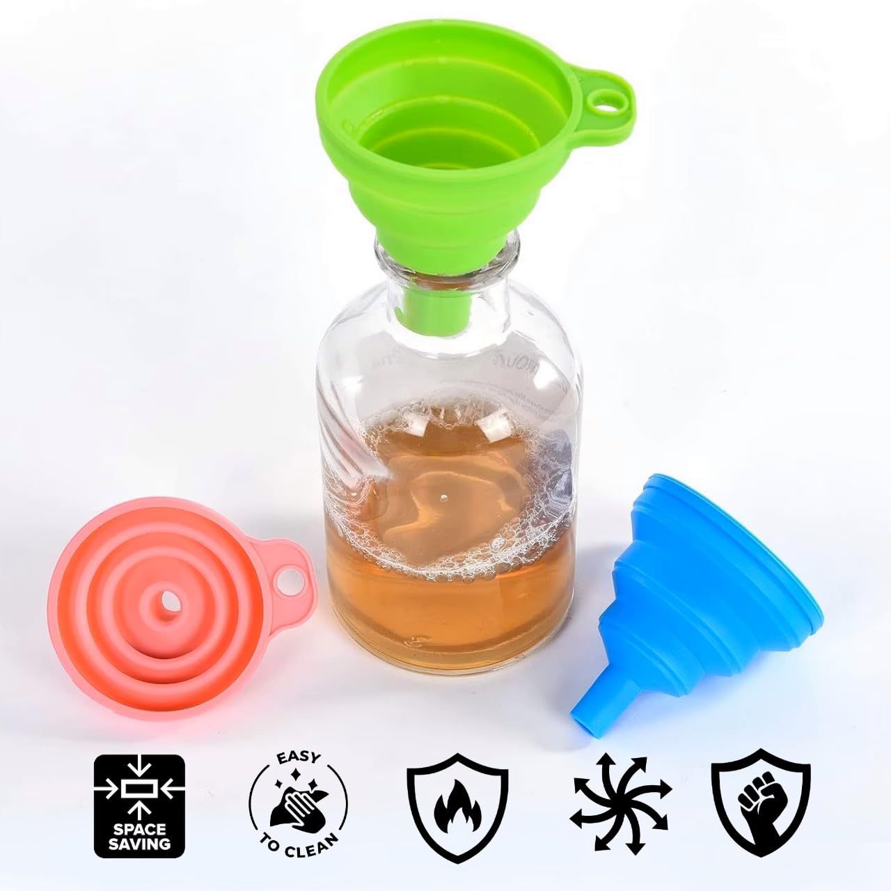 Collapsible Water Bottle - Juego de embudos plegables de silicona