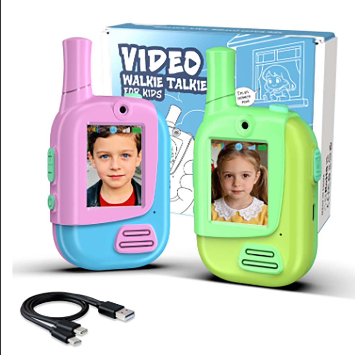 Outdoor Camping Games For Kids - Paquete de 2 Walkie Talkies Recargables