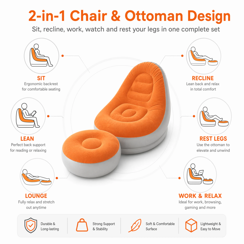 Sofá Inflable Tipo Flocado con - Outdoor Camping Loveseat reseña y precio