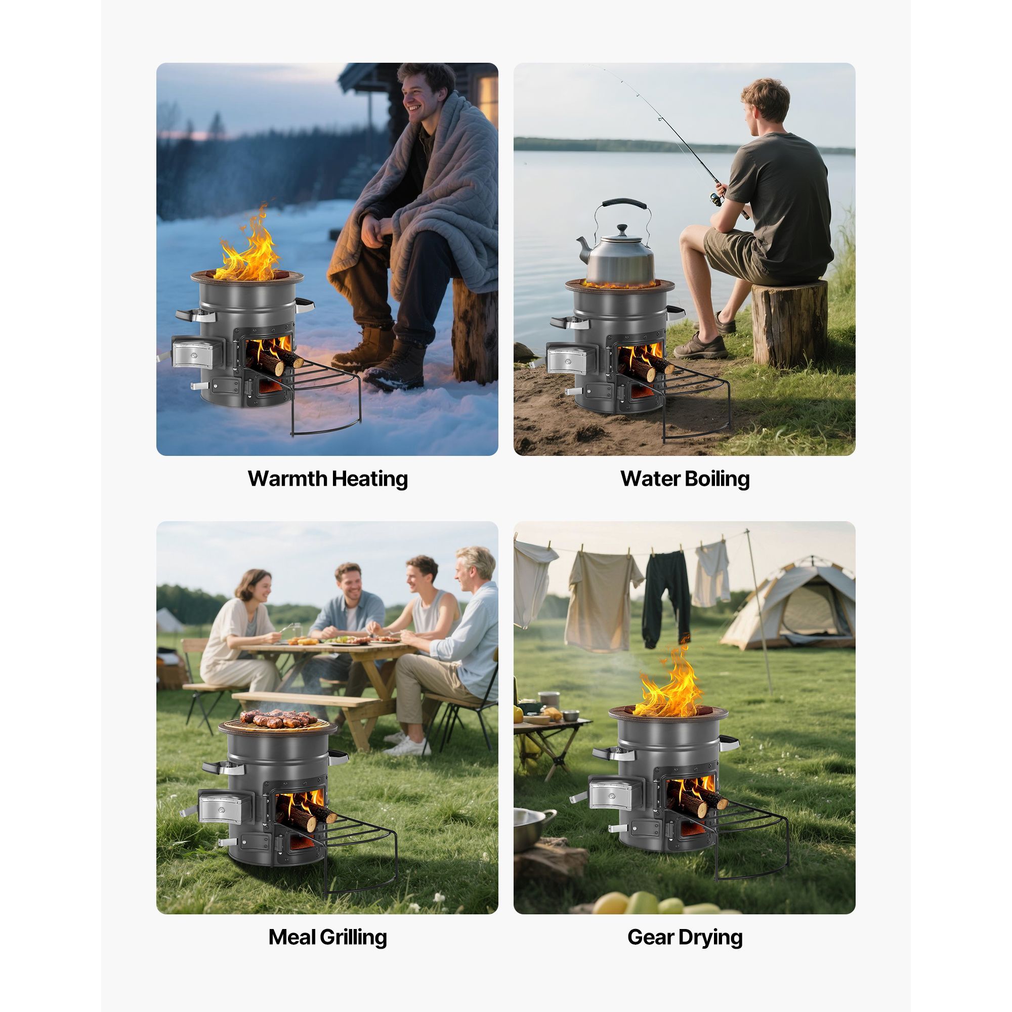 Estufa Rocket Portátil para Ac - Outdoor Camping Wood Burning Stove reseña y precio