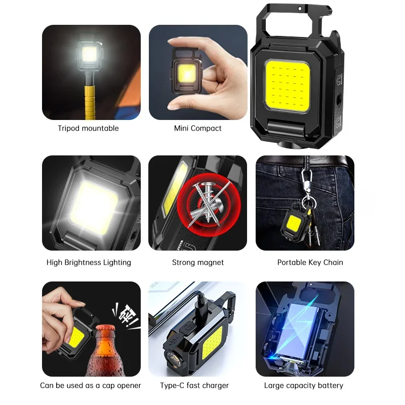 Mini linterna llavero luz COB  - Outdoor Camping Lamp reseña y precio